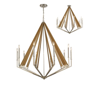 IL31683  Hilton Pendant 10 Light (Requires Construction/Connection) Polished Nickel
